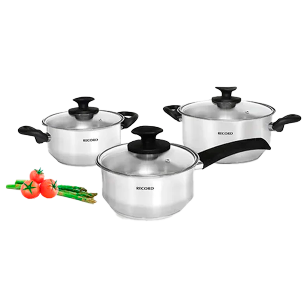 Juego de Ollas Encanto 6 Piezas con Tapa de Vidrio – Record